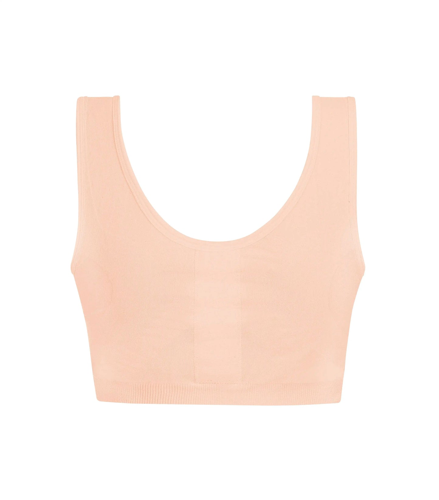 Detailed back view of Leyla surgical bra in rose/nude displaying compression design and hook-and-loop strap adjustments