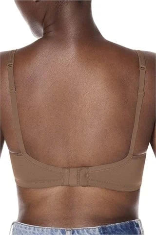 Back view of Mara bra in mocha displaying adjustable straps and comfortable band construction