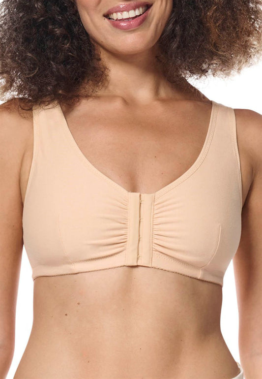 Amoena Frances Wire-Free Front-Closure Bra - Sand