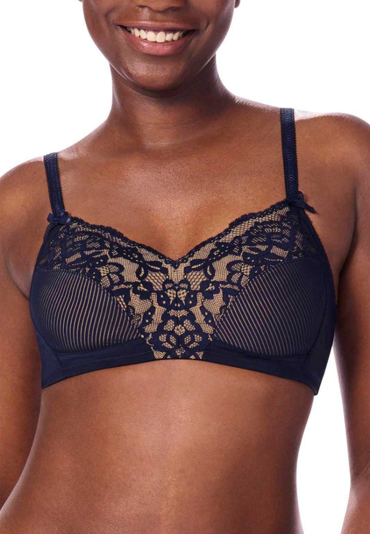 Amoena Kyra Wire-Free Bra - Dark Blue/Sand