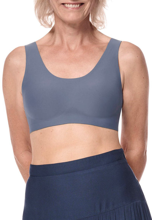 Amoena Linda soft bra front view showing seamless molded cups and wide shoulder straps
