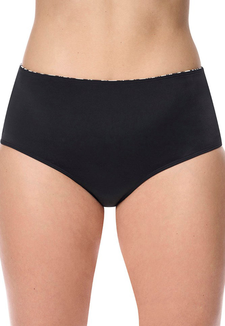 Salta bikini bottom reversed showing all black design on white background