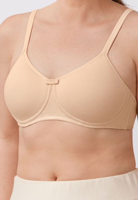 Amoena Lara Cotton Wire-Free Padded Bra - Sand