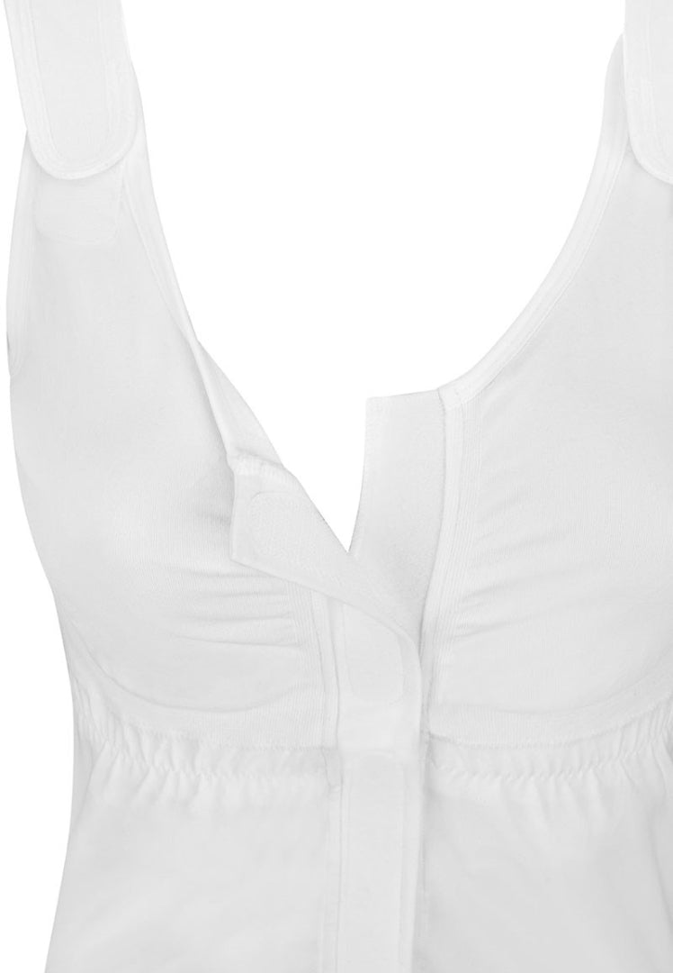 Detailed view of Malia top showing the front closure