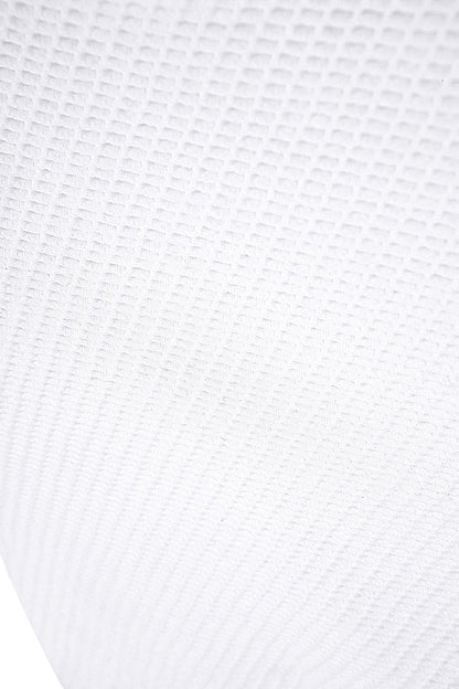 Close-up of ring-shaped compression zones and front zip closure on Lymph Flow lymphedema bra