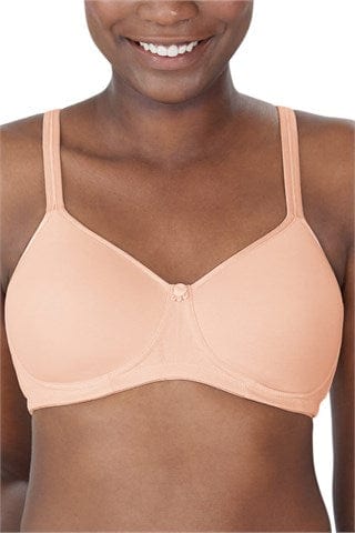 Amoena Mara padded wire-free bra in soft blush showing molded cups and delicate flower center detail