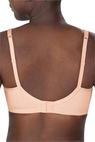 Back view of Mara bra in blush displaying adjustable straps and comfortable band construction