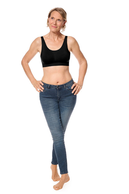 Amoena Aylin seamless bra showing smooth, seamless construction in black colour
